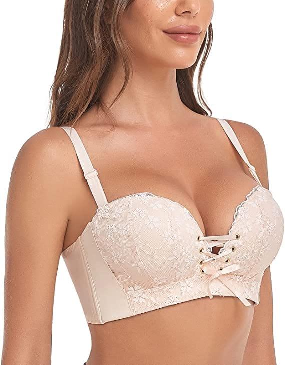 "Add Two Cups" Lace Wirefree Push Up Bra For Women