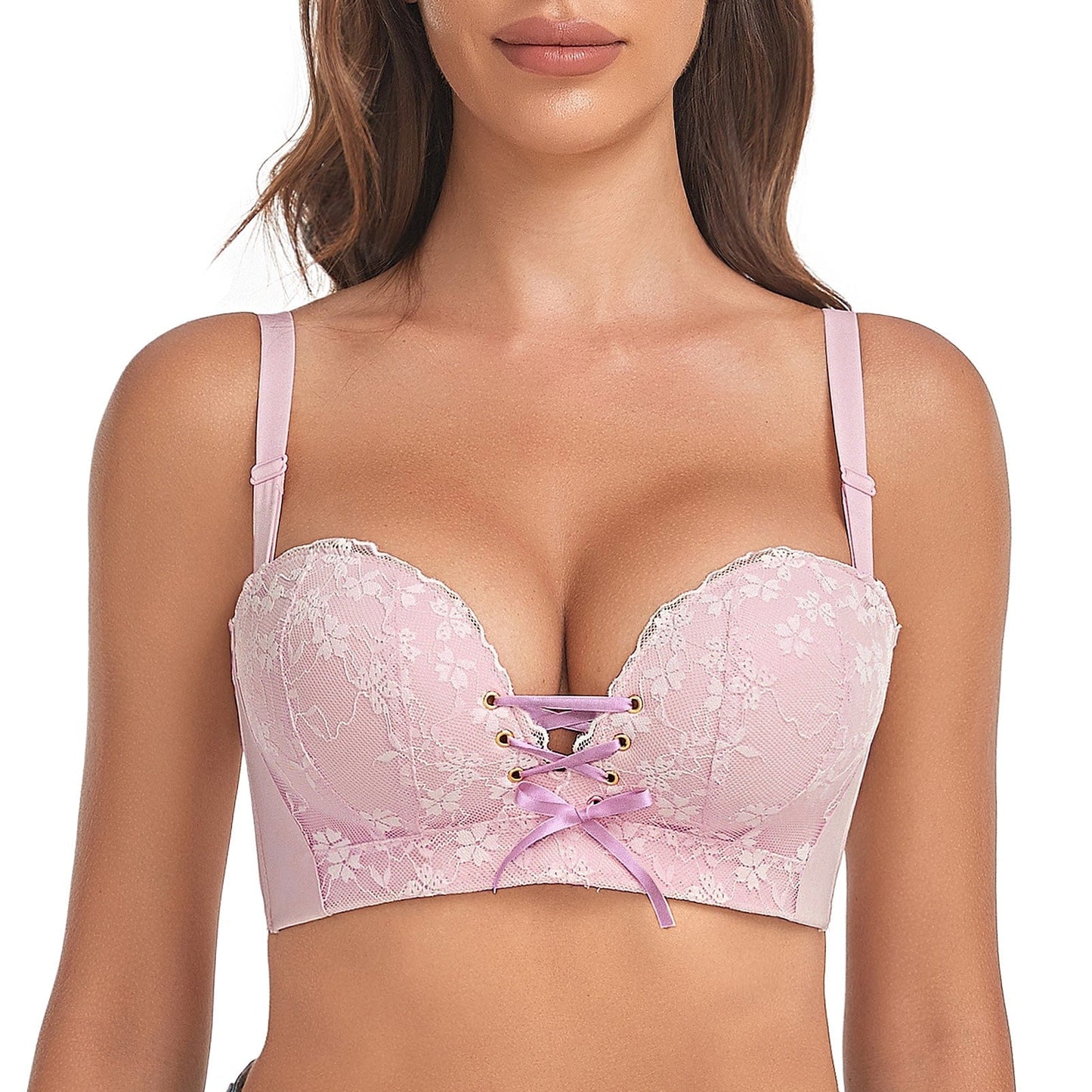 "Add Two Cups" Lace Wirefree Push Up Bra For Women